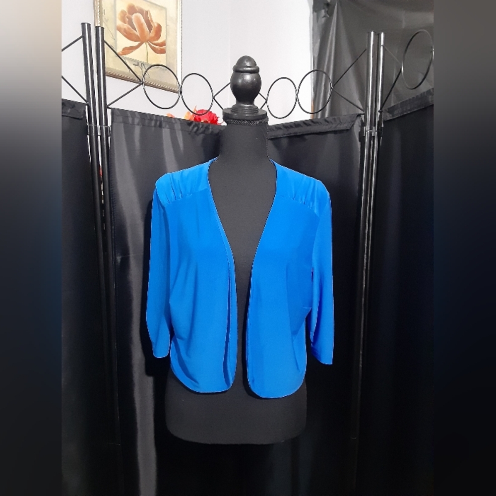 Perceptions Women's Vibrant Blue Blazer Cardigan Womeb's Size XL Office